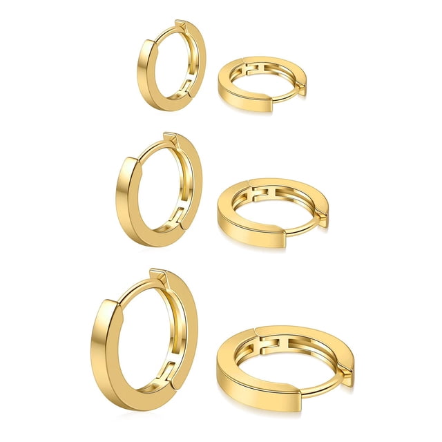 Pendientes de aro micuco chapados en oro de 14 quilates para mujeres y hombres, 8 mm, 10 mm, 12 mm