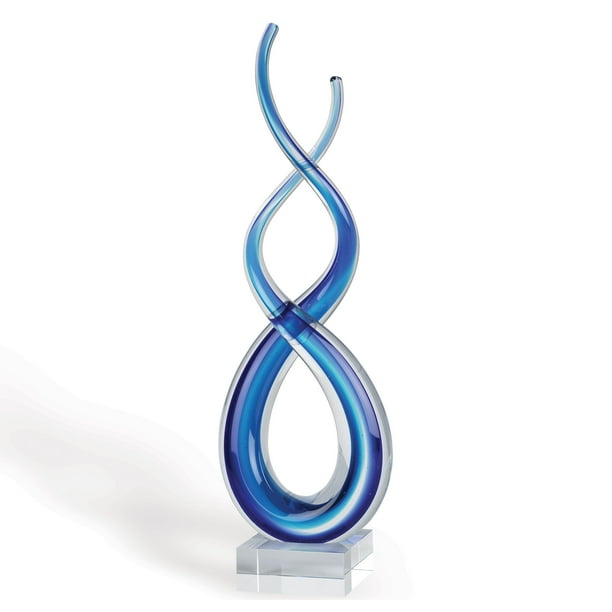 Touch Of The Blues Murano Style Art Glass Centerpiece On Crystal Base H14 Walmart Com Walmart Com