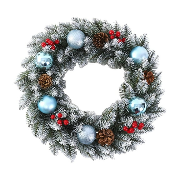 Christmas Pine Wreath Real Touch for Front Door Pinecone Ornaments Wreath for Winter Holiday Christmas Party Decorations, Blue