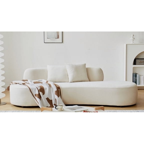 Modern Curved Velvet Sofa 90" with Half Moon Design for Various Spaces