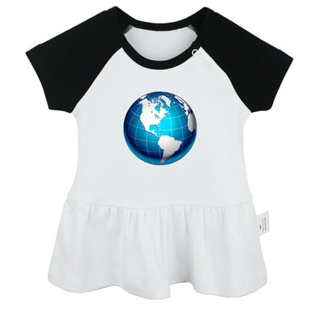 

Nature Earth Pattern Dresses For Baby Newborn Babies Skirts Infant Princess Dress 0-24M Kids Graphic Clothes (Black Raglan Dresses 6-12 Months)