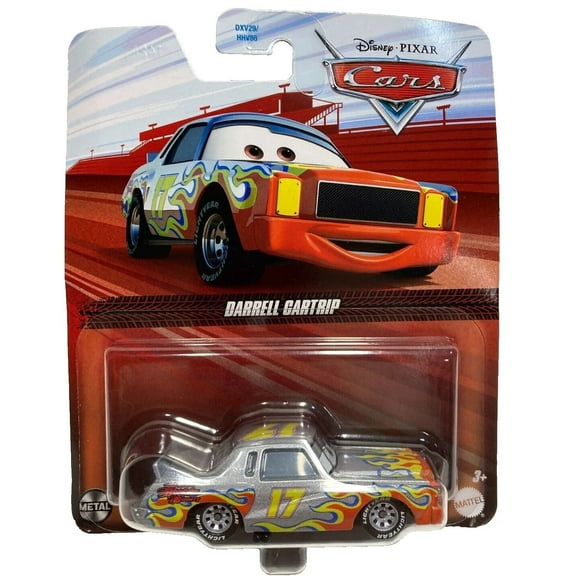 Pixar Cars Metal Series 1:55 Scale, Darrell Cartrip (Silver Body with Red Flames)