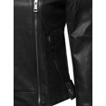 thumbnail image 4 of FashionOutfit Women's Casual Detached Hood Zipper Closure Notched Collar Leather Jacket, 4 of 5