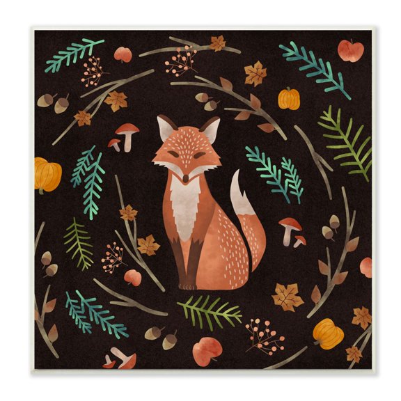 Forest Foliage Fox Animal Design Wall Plaque Art by Ziwei Li