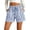 Sky Blue #017, variant on Womens Cotton Linen Summer Striped Shorts Elastic High Waisted Drawstring Casual Shorts Y2k Beach Vacation Clothes, XL