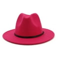 thumbnail image 4 of Unisex Wool Fedora Hat Wide Brim Belt Band Vintage Party Church Fashion Hat, 4 of 7