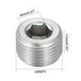 thumbnail image 2 of Hex Countersunk Plug -Stainless Steel Pipe Fitting 3/8NPT Male Thread Socket Pipe Adapter Connector 2Pcs, 2 of 3
