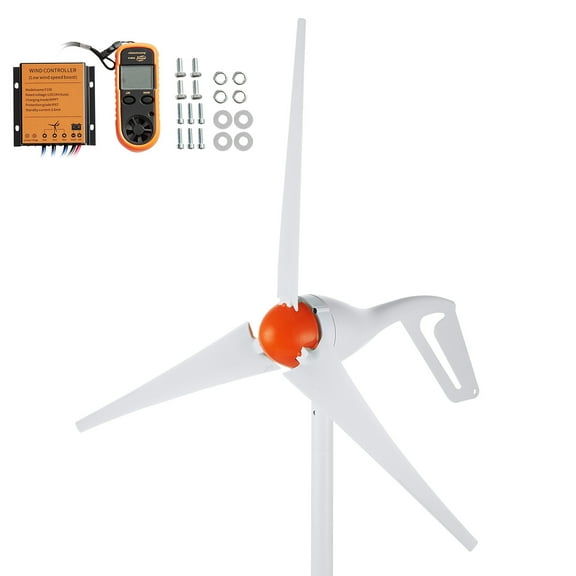KFFKFF 500W Wind Turbine Generator with Wind Speed Meter, 12V Wind Energy Kit, Tri-Blade Wind Electricity Generator, MPPT Regulator & Modifiable Windward Orientation