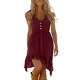thumbnail image 7 of Zpzdpjkx Womens V-Neck Sleeveless Cotton Linen Dress with Irregular Ruffle Hem Casual High-Low A-Line Summer Dresses for Women, 7 of 7