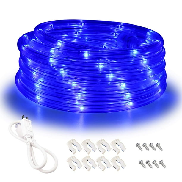 Areful Luces LED azules, luces de cuerda de 16 pies, iluminación de tira azul conectable y flexible, LED de alto brillo 3528 con cubierta de PVC transparente, resistente al agua para uso en interiores