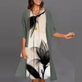 thumbnail image 1 of 2023 Fashion O Neck 5XL Printed Two-Piece Sets Elegant Women Print Seven-Point Sleeve Tops Dress New Spring Summer Suit DressesXXL Gao Jinjia LED, 1 of 2
