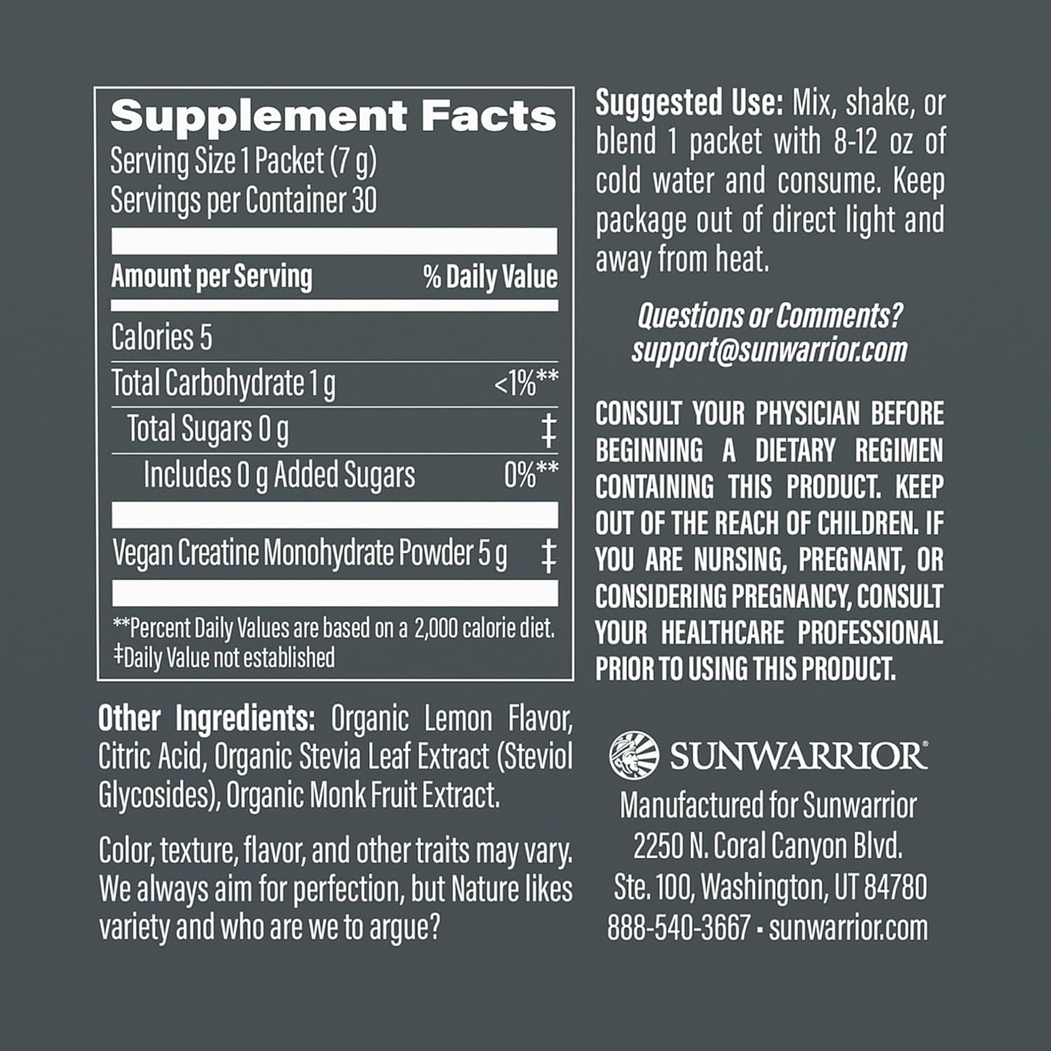Sunwarrior Micronized Creatine Monohydrate Powder, Vegan Pre Workout Supplement, Raspberry, 30 Servings