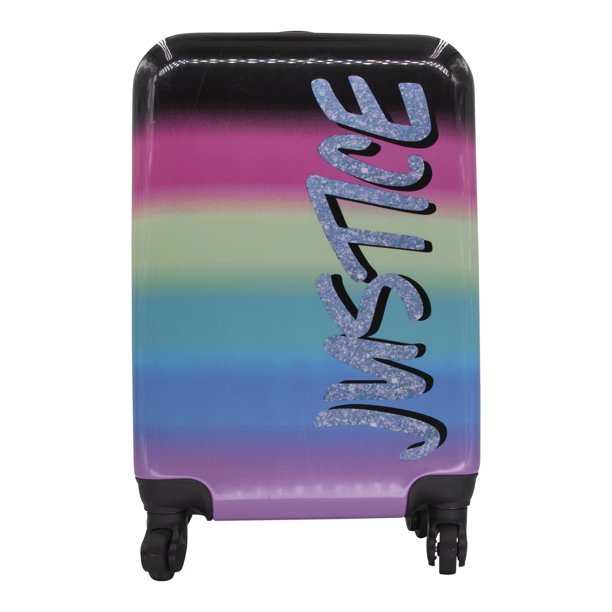 Justice Girl's 22" Hard Shell CarryOn Luggage in a Ombre Rainbow Print