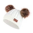 thumbnail image 1 of Sonducket Bufanda Conjunto de gorro y guantes para niños Gorro de punto Gorro Delicados productos para niños Estirable Clima frío Cómodo Bufanda rosa Sombreros bola de pompón marrón blanco, 1 of 6