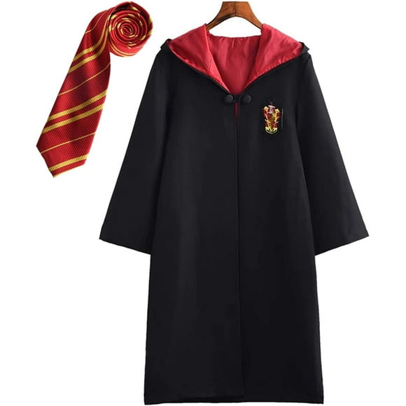 2Pack Children Adult Cosplay Costume Harry Potter Costume Outfit Set Magic Wand Tie Scarf Glasses Carnival Disguise Mardi Gras Halloween Black 145 Big Size Red