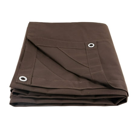 6 x 8 Dark Brown Canvas Tarp 12oz - Water Resistant & Breathable - Heavy Duty Tarps - Multipurpose Tarpaulin Cover for Camping Tent