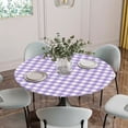 thumbnail image 5 of Purple Round Tablecloth for 36-44 Inch Tables,Fitted Table Cover with Elastic Edge,Country French Rustic Buffalo Plaid Modern Art Waterproof Outdoor Table Cloth Protector for Patio Garden Dinner, 5 of 9