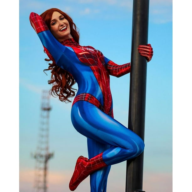 Spiderman Cosplay Woman Sexy Zentai Suit Halloween Spandex Bodysuit  Superhero Zentai Costume Carnival Party Fancy Dress Jumpsuit 