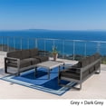 thumbnail image 3 of Noble House Cape Coral Outdoor Grey 7 Pc Sofa Chat Set w/ Fire Table, 3 of 28