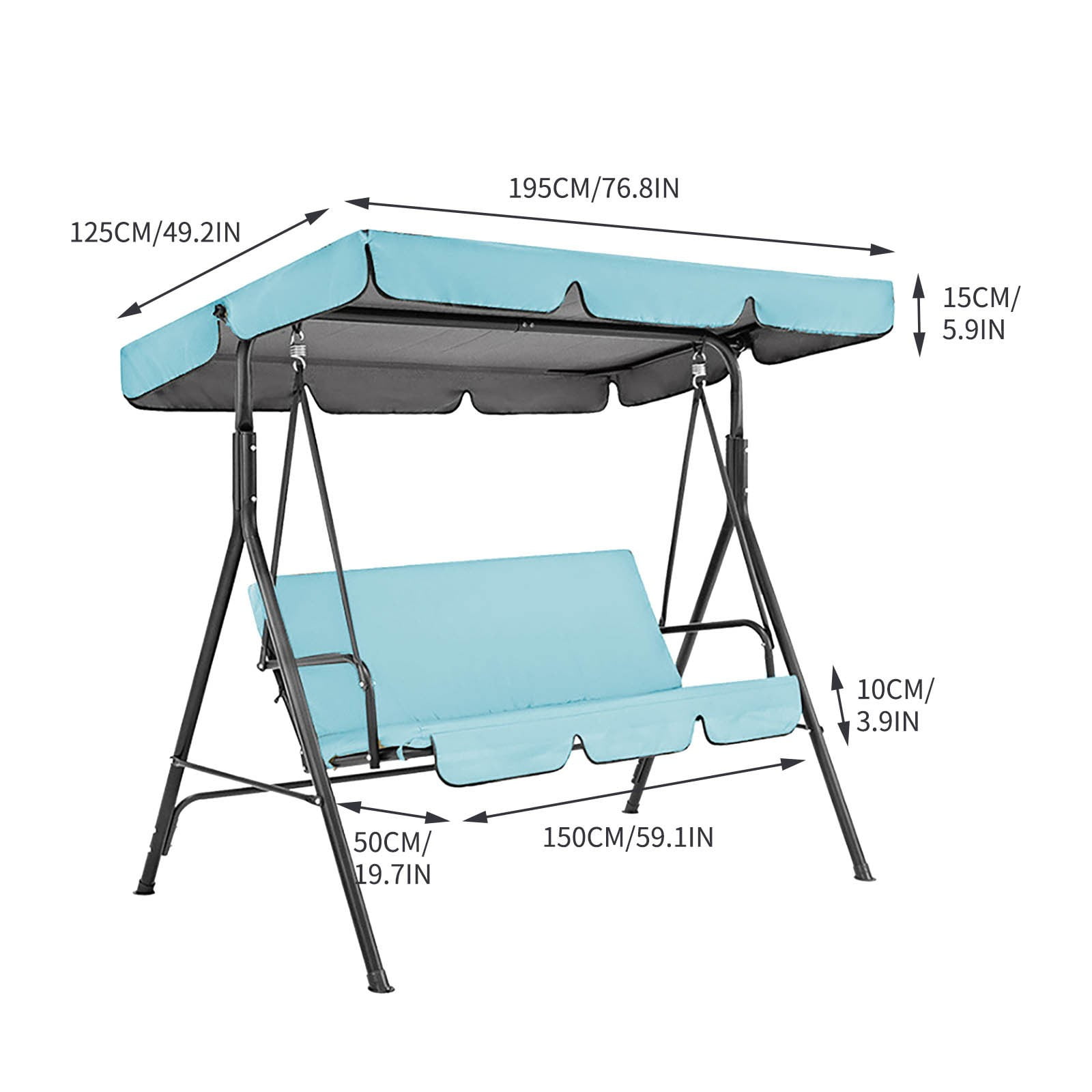 SouMaox Outdoor Patio Swing Seat Cover Replacement Sunscreen Waterproof Polyester Taffeta Garden Furniture Canopy Top Accessory Large