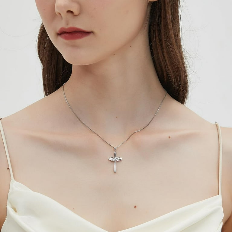 Infinity Cross Necklace for Women 925 Sterling Silver Danity Cross