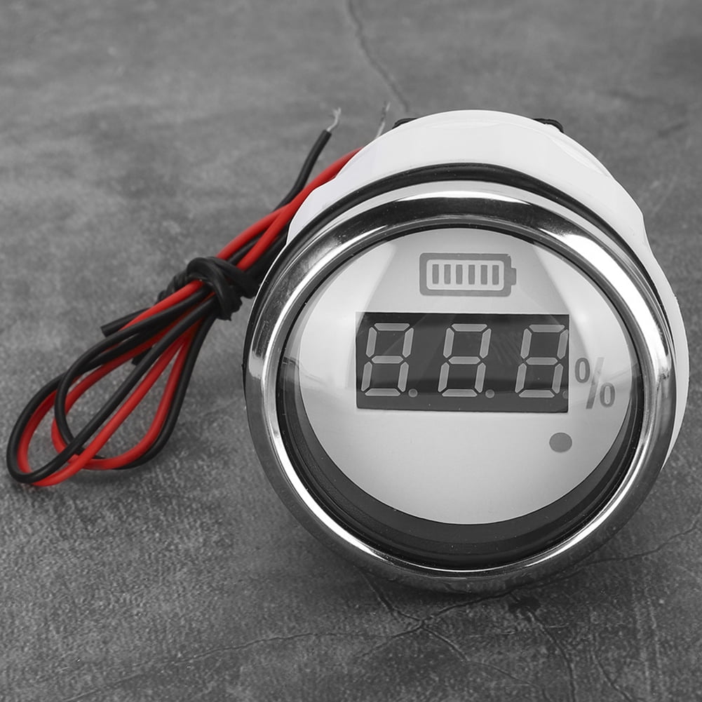 52MM/2in Battery Digital Gauge Waterproof Anti‑Fog Meter 12V with Smart Alarm for Ships/Electric Vehicles/Boats White Dial KIMISS Battery Meter 