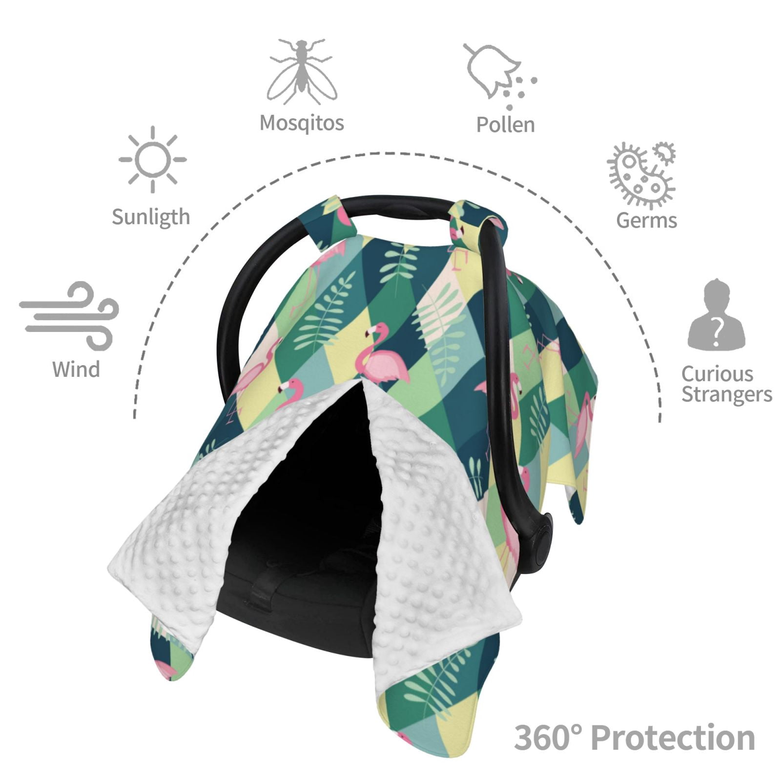Car Seat Cover Baby - Flamingo pink AA Breathable Infant Car Seat Cover for Baby Carseat, Lightweight Comfort Baby Essentials Must Haves Newborn Stuff for Girl Boy