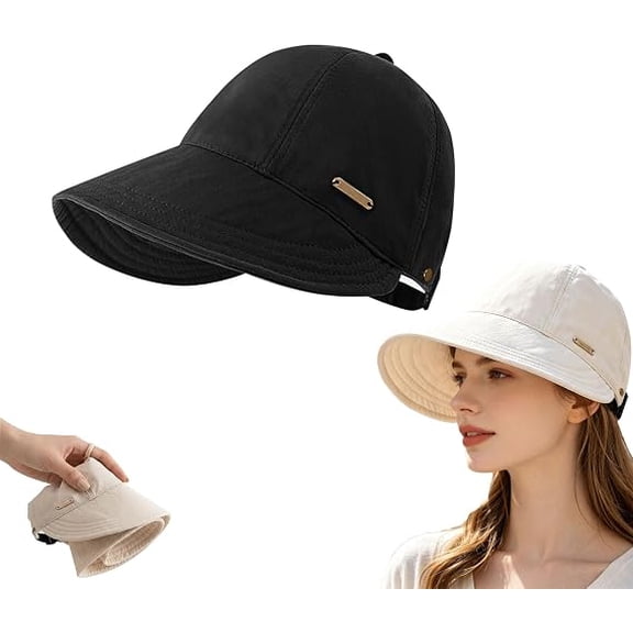 Wide Brim Sun Visor Hat, UPF Protection, Adjustable Ponytail, Outdoor Sports Cap