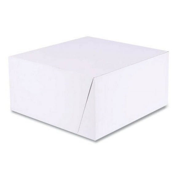 White One-Piece Non-Window Bakery Boxes, Standard, 10 x 10 x 5, White/Kraft, Paper, 100/Bundle | Bundle of 2 Bundles