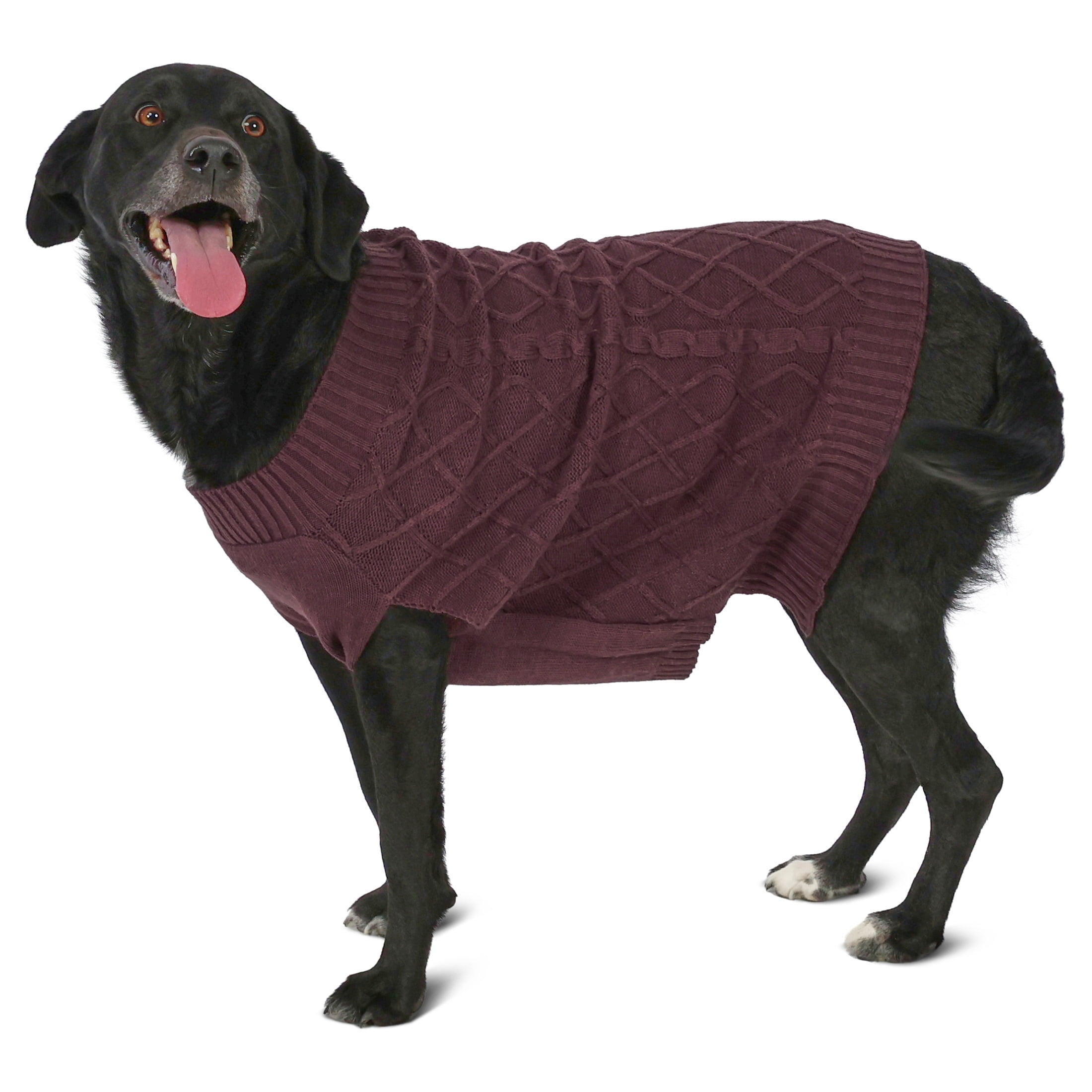 Vibrant Life Cable Knit Sweater for Dogs, Plum, L