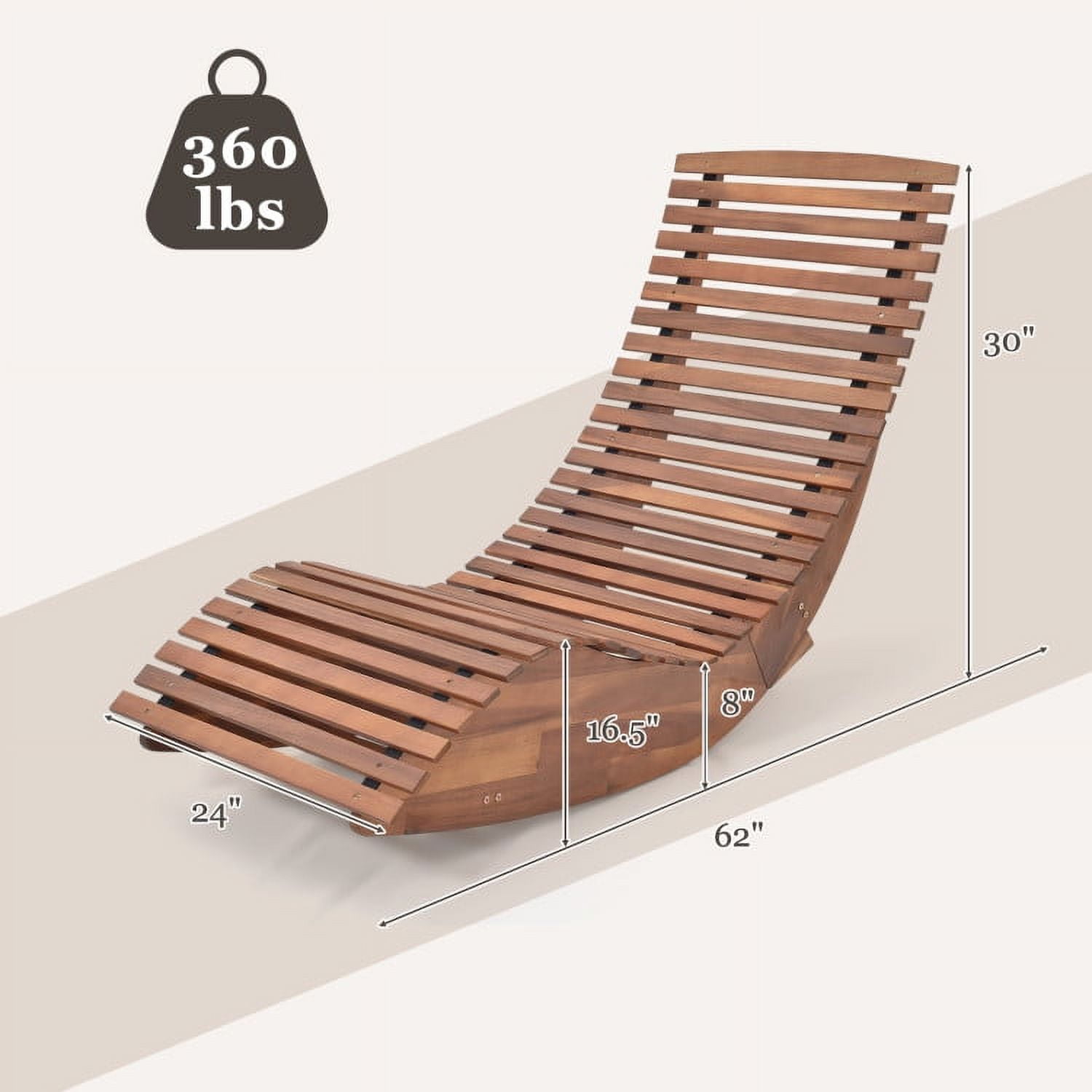 Aimee Lii Outdoor Wooden Rocker for Lawn, Porch, Backyard, Comfortable