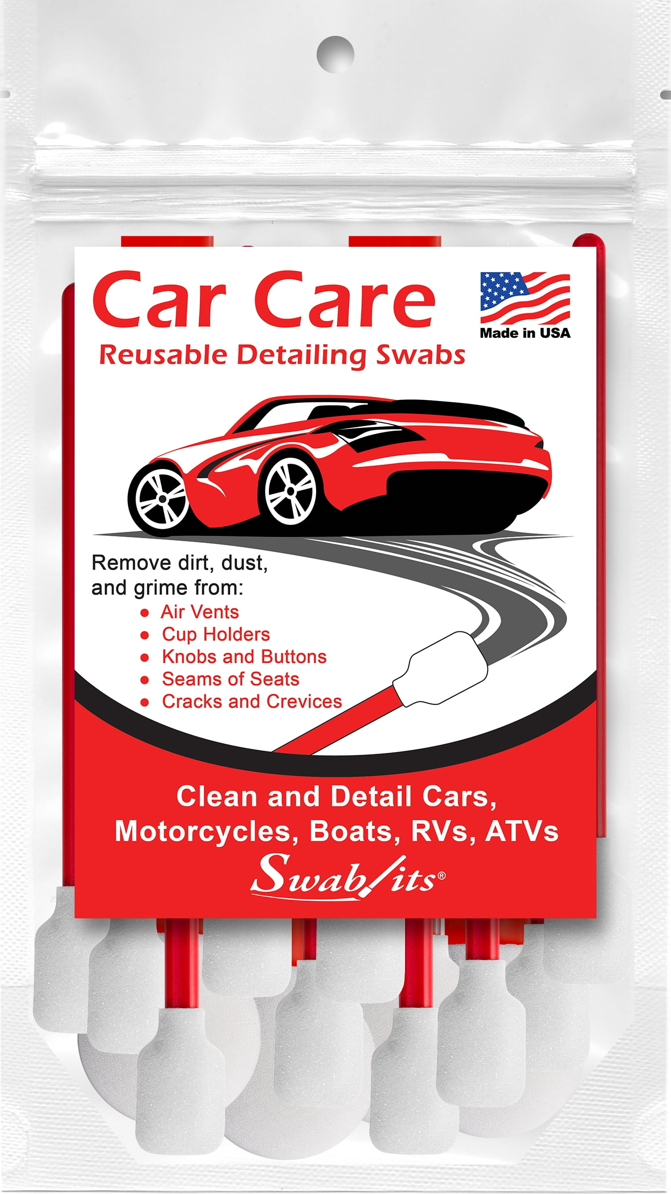 (4 pack) Swab-its Car Care Detailing, 14 Washable and Reusable Foam Cleaning Swabs