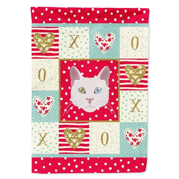 Carolines Treasures CK5123CHF Khao Manee Cat Love Flag Canvas House Size Large multicolor