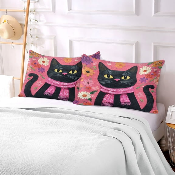 Pillow Case Plush Pillow Friendly Black Cat Case standard size/King size/Queen size Bed Pillow Pillowcases