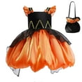 thumbnail image 2 of Girls Pumpkin Witch Halloween Costume Birthday Party Fancy Dress WIth Bag, 2 of 7