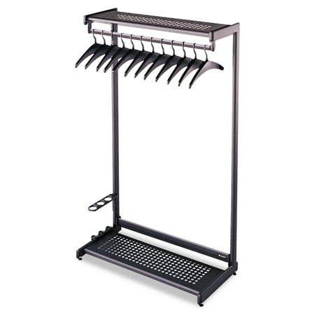 Quartet Single-Side, Garment Rack w/Two Shelves, Eight Hangers, Steel, 24