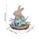 thumbnail image 3 of Figura De Conejo De Plástico Adorno de madera con forma de huevo de Pascua azul con diseño de flor artificial y conejo para decoración de escritorio del hogar (1 unidad) JASKFLY, 3 of 7