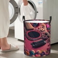 thumbnail image 5 of Fuzoiu Romantic Heart Guitar Print Circular Hamper,Laundry Basket with Handle,Collapsible Laundry,Dirty Clothes Storage Basket,for Bedroom Bathroom Dorm Living Room-, 5 of 6