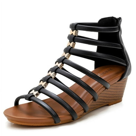 

hotio 2024 Gladiator Wedge Sandals for Women Summer Roman Flat Sandals Strappy Beach Sandals