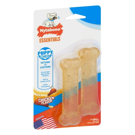 Nylabone Essentials Puppy Chew Chicken Flavor, 2 (Best Dog Toys For Teething Puppies)