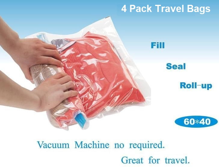 14-Pack Combo: 10 XL Vacuum Seal Space Saver Bags + 4 Travel Organizers for Closets & Wardrobes