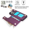 thumbnail image 3 of Dteck for iPhone 16 Pro Max Wallet Case, Flip Leather Case with RFID Blocking Card Holder Zipper Pocket, Ring Holder Kickstand Protective Folio Phone Cover for iPhone 16 Pro Max,Darkpurple, 3 of 8