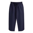 thumbnail image 6 of hoksml High Waist Knee Length Pants for Women, Stretchy Drawstring Workout Capris with Zipper Pockets, 6 of 9