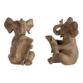 thumbnail image 1 of Set de 2 estatuas de lectura con forma de elefante Benzara Ari de Bookends, 1 of 1