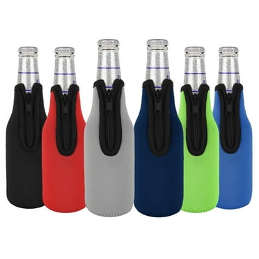 DODAMOUR 6 Pack Beer Bottle Insulator Sleeves, Neoprene Beer Bottle Cooler Sleeves, Zip-up Bottle Jackets for 12oz Regular Longneck Bottles