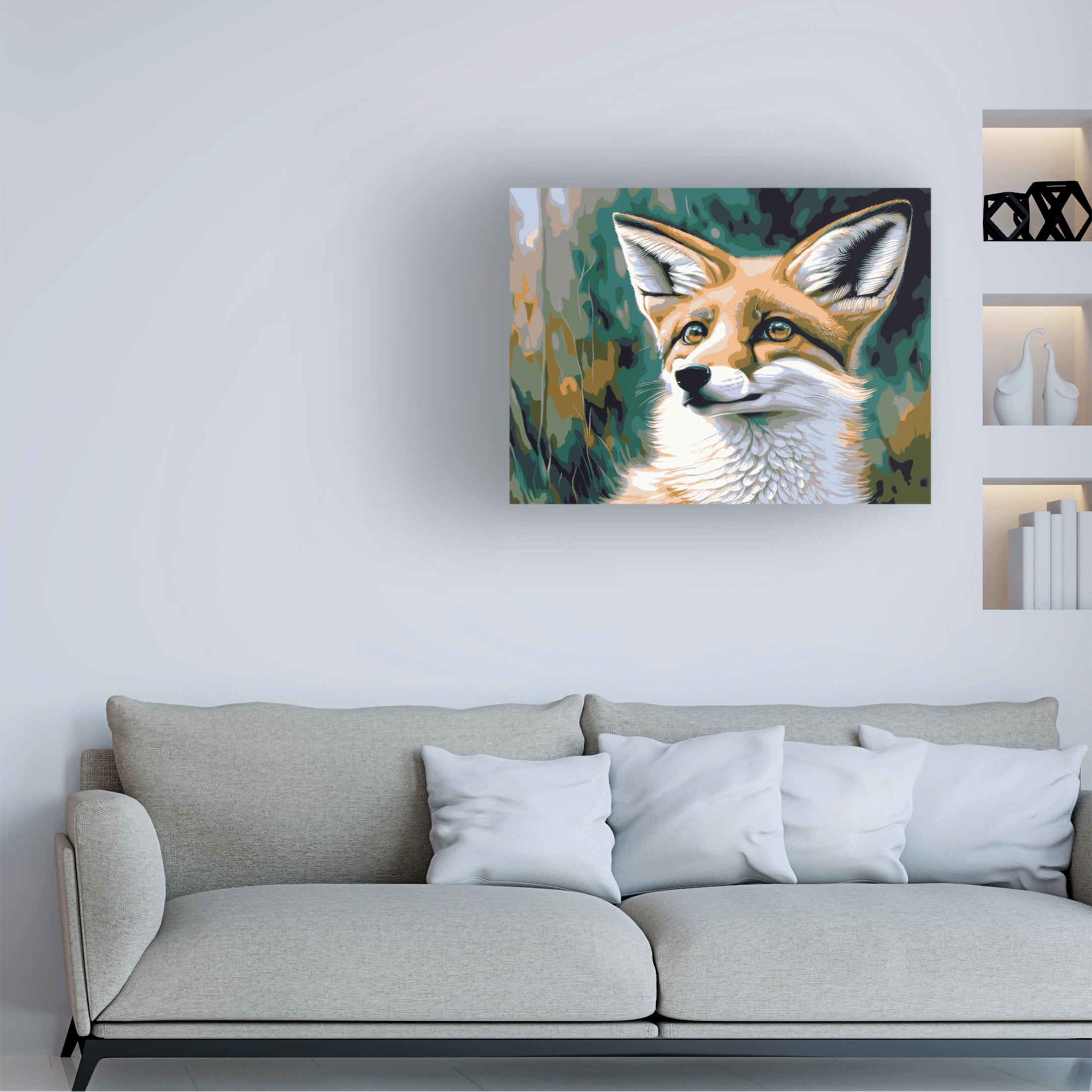 Canvas Wall Art - FootePrint Art 'Fox' Wall Art for Living Room, Bedroom, or Office Décor by Trademark Fine Art - 19 x 14 Inches