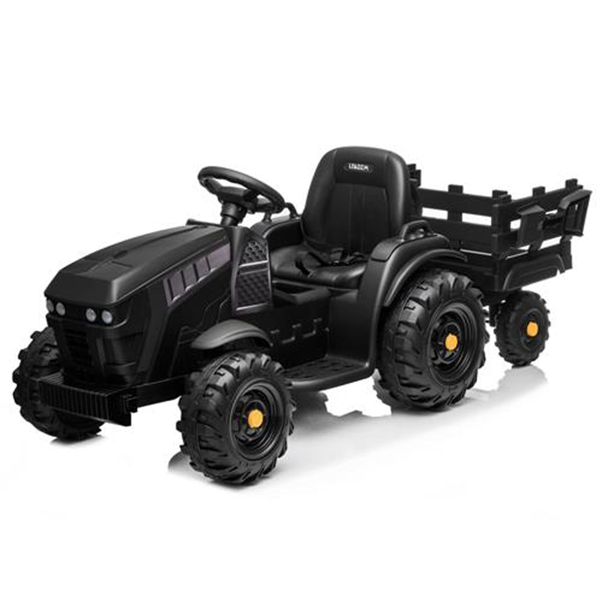 12V Kids Ride On Tractor Car 2 in 1 Toys MP3 2 Speeds with Large Trailer Black 