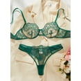 thumbnail image 2 of Ropa interior sexy floral para mujer Ropa de club nocturno Conjunto de lencería transparente con diamantes de imitación en forma de corazón, 2 of 5