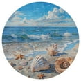 thumbnail image 3 of Beach Seashell Starfish Round Small Area Rug, Print Non Slip Washable Floor Mat, Soft Throw Rug for Living Room, Powder Room Entryway, Bathroom, Bedside, 3 of 6
