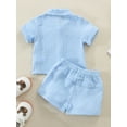 thumbnail image 4 of Toddler Baby 2Pcs Summer Outfits, Short Sleeve Button Down Lapel Shirt + Shorts Set 1 Months-3 Years, 4 of 9